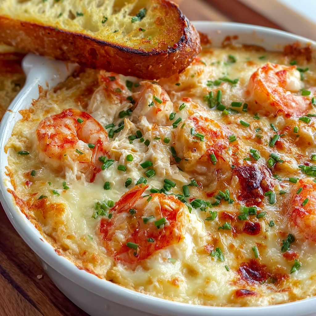 Käse-Garnelen-Krabben-Auflauf
